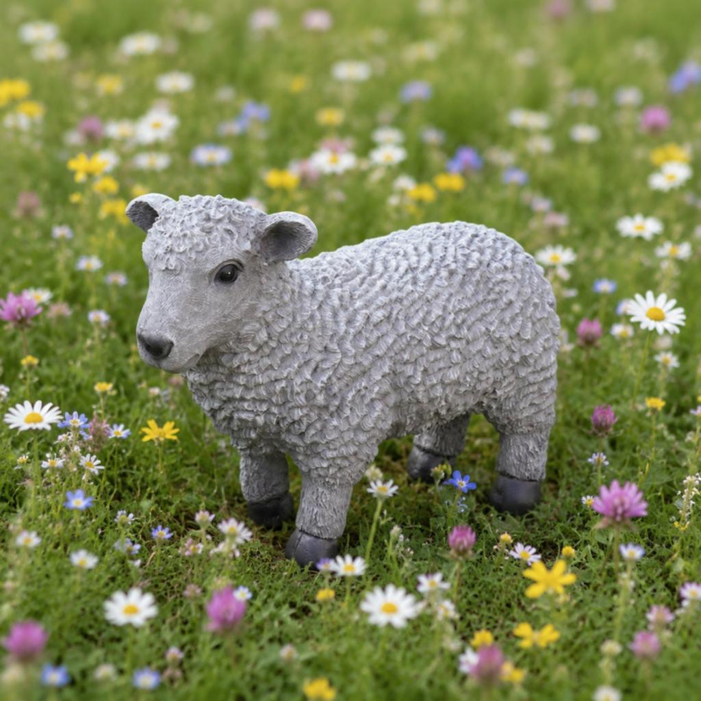 Sheep Garden Ornament Textured Fleece-Like Lamb Sculpture Lamb Statue Pastoral Charm Outdoor Decor Farm Animals