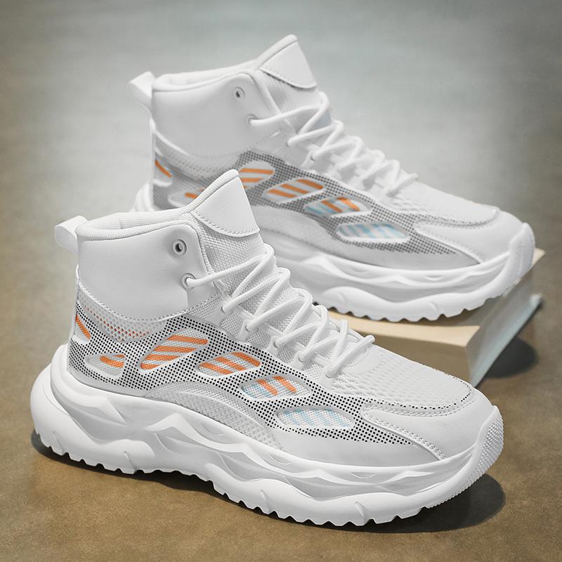 High top 22 new autumn thick sole non-slip heightening youth basketball sports shoes casual dad trendy shoes