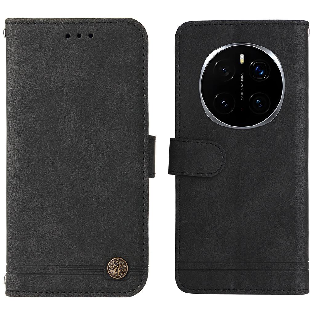 Dla Honor Magic7 Pro 5G Skórzane Etui Portfelowe Skóra w Dotyku Pokrowiec na Telefon Stojak z Paskiem
