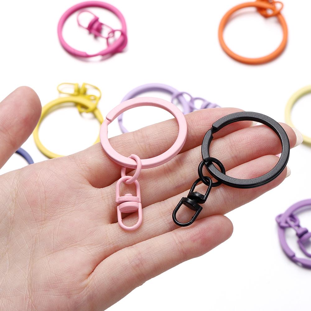 4 Stück/Los 30mm Bunte Schlüsselanhänger Schlüsselketten Ringe Runder Haken mit 8-Form Verschluss für Schlüsselanhänger Anhänger Schmuckherstellung Zubehör