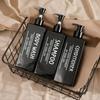 500ML/16.9Oz Square Bathroom Soap Bottle Set with Label Sticker Shower Gel Household Shampoo Dispenser Liquid Container