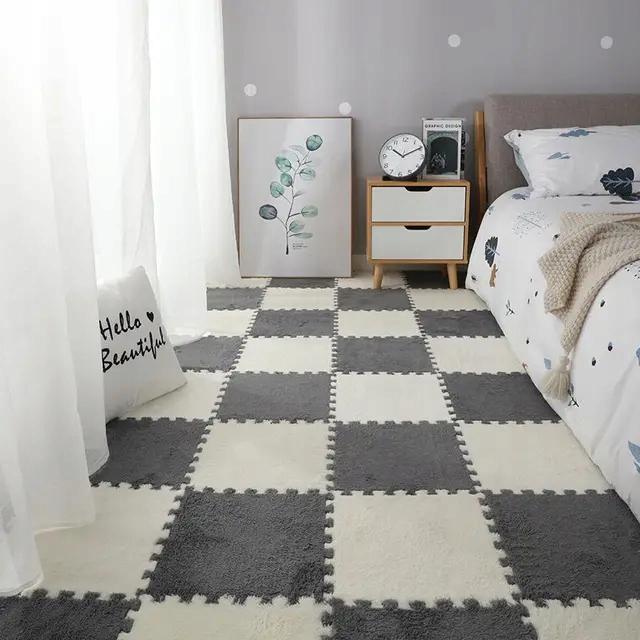 Floor Puzzle Plush Foam Carpet Children's Protective Mat 30Cm White