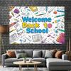Welcome Back to School Tapestry, Stationery Doodle Background Cloth, Classroom Decor