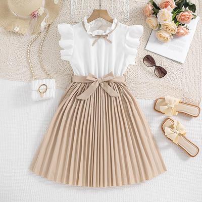 Girls Fashion Dress Summer Children's Elegant Patchwork Pleated Princess Dress