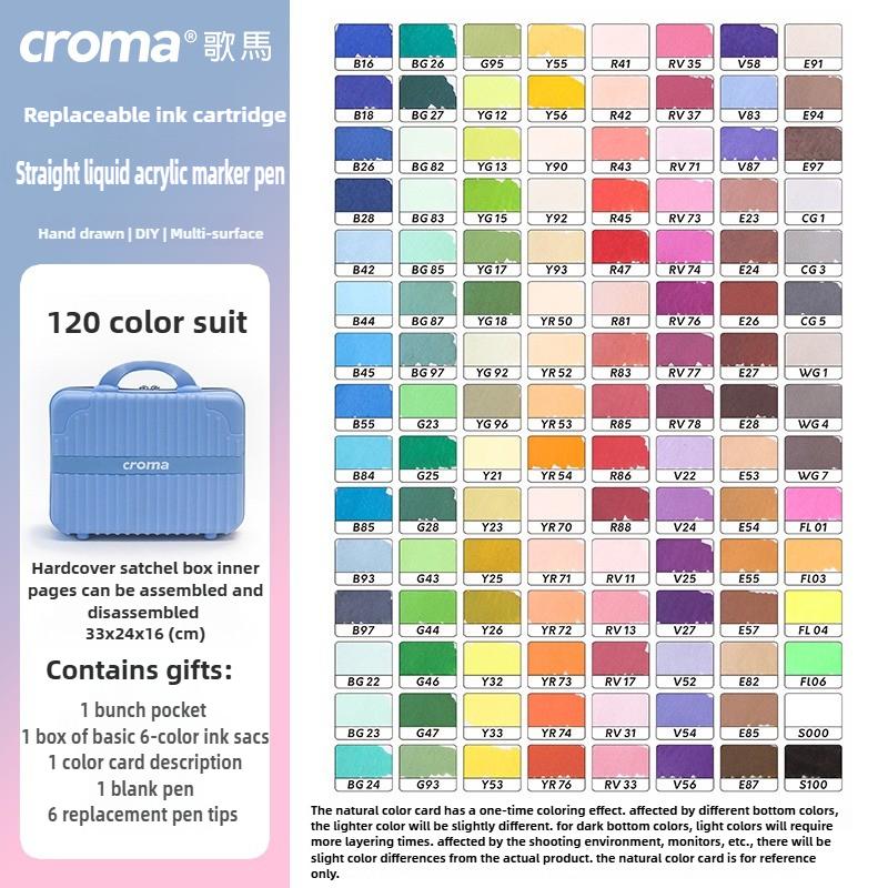 Croma 160/24 Color Replaceable Ink Refill Liquid Soft Tip Acrylic Marker Non Toxic Waterproof School Office Supplies Stationery