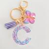 Fashion butterfly fringe initial keychain Drop glue Blend sequin A-Z26 letter keychain Cute Ladies Student Bag Accessory Gift