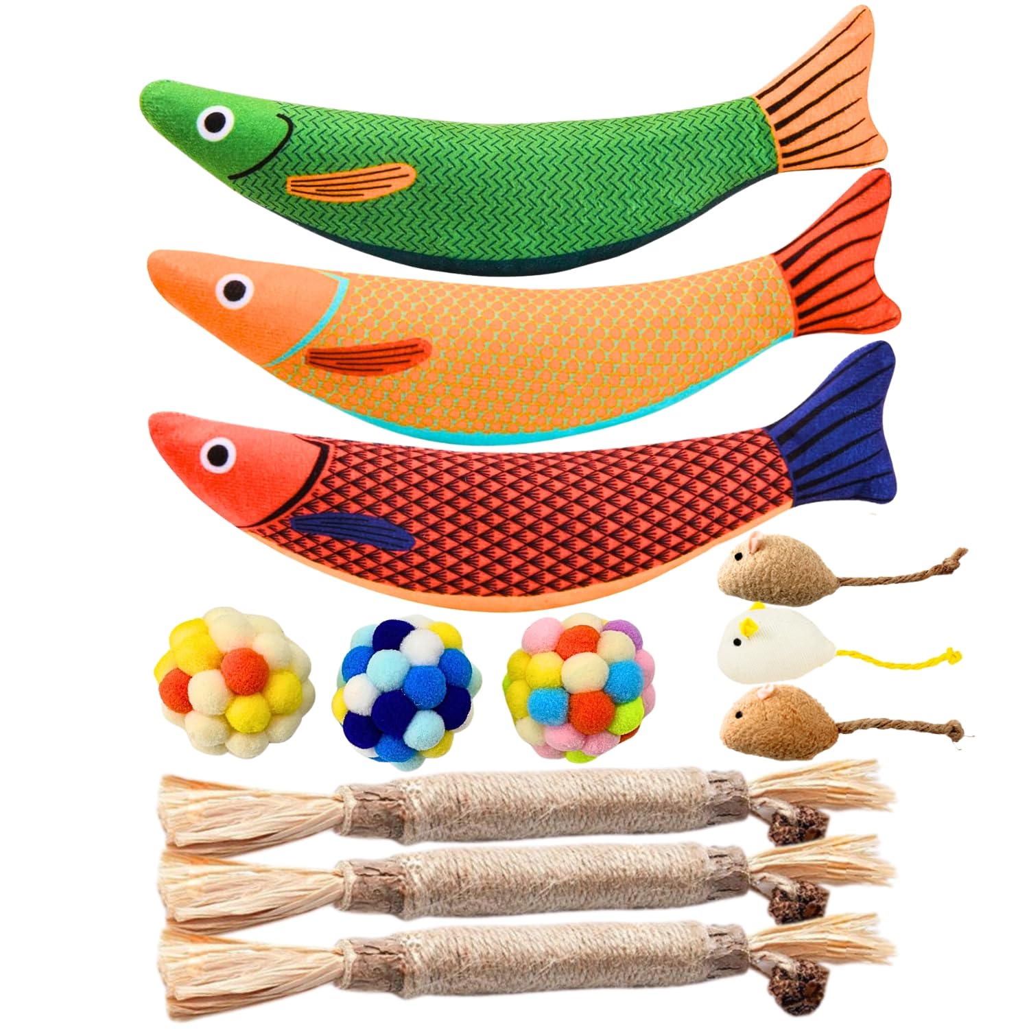

Cat Toy Set [Mary&Rury] Set, Catnip, Ball, Feather, Mouse, 12-piece (Sanma Set)