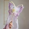 Chinese Style Retro Butterfly Fan Traditional Ancient Embroidery Fan Decorative Fluffy Silk Flower Fan Ancient Style Performance
