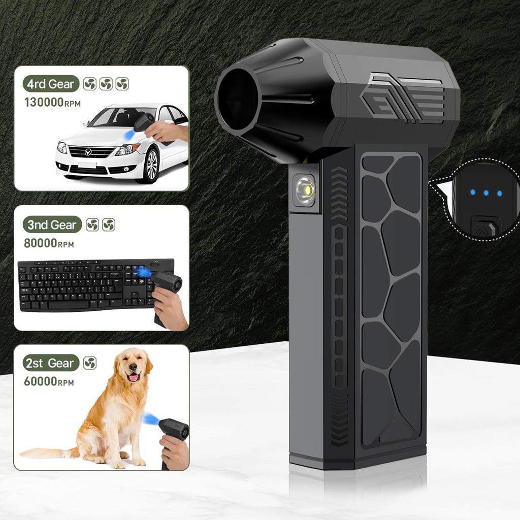 Compressed Air Duster Mini Blower Turbo Fan Cordless Electric Air Duster for Keyboard PC Cleaning,No Canned for Home and Car