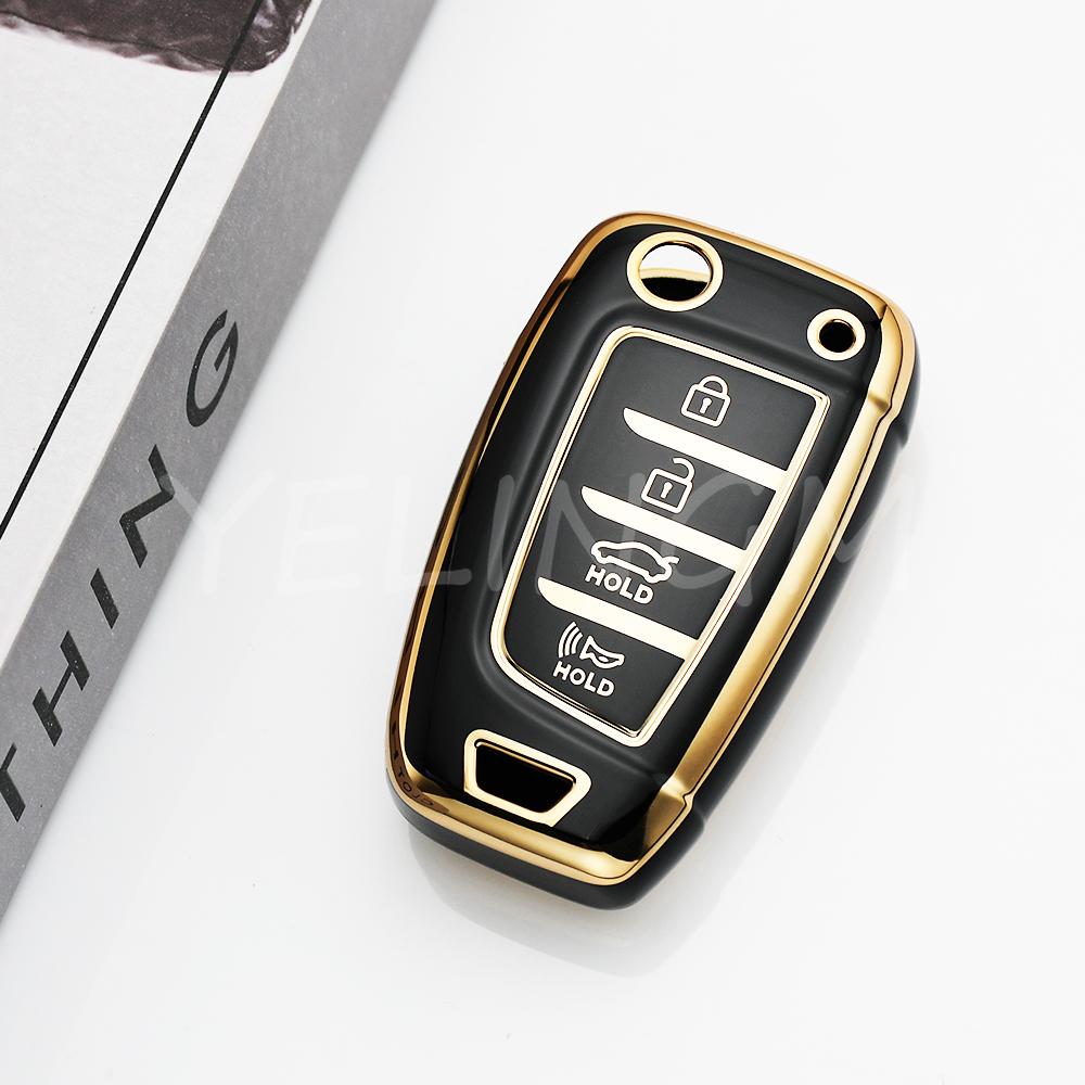 Shell Fob Car Flip Key Case Cover Holder For Hyundai Elantra Solaris Tucson I30 I35 I40 Kona Genesis Santa Fe Azera Accessories