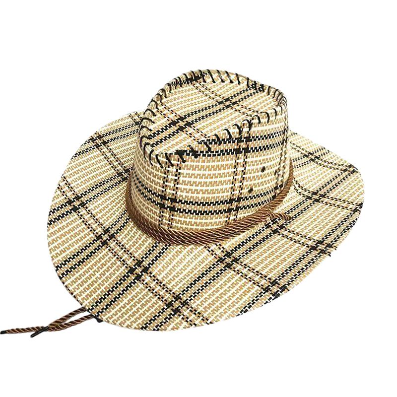 

Клетчатая повседневная шляпа для взрослых, пляжная шляпа от солнца, широкополая ковбойская шляпа для путешествий, пляжная шляпа для активного отдыха