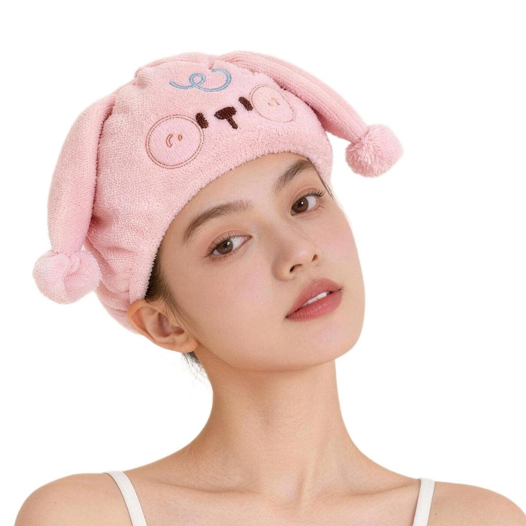 Thickened Cartoon Coral Fleece Hair Drying Towel - Absorbent, Quick-Drying, Foldable & Warm Head Wrap Cap