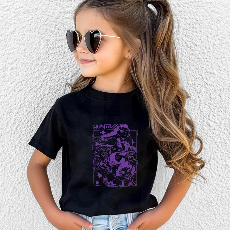 T-Shirts Girls Children's Cartoon Print Fashion Short Sleeve Casual Children's Clothing Top Comfortable