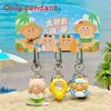 Bear Brave Resin Keychain With Coconut Tree And Swim Ring Design For Gift Kids