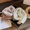 Solid Color Cotton Linen Scarf Retro Sunscreen Shawl Casual Flaxen Lace Scarf  for Women
