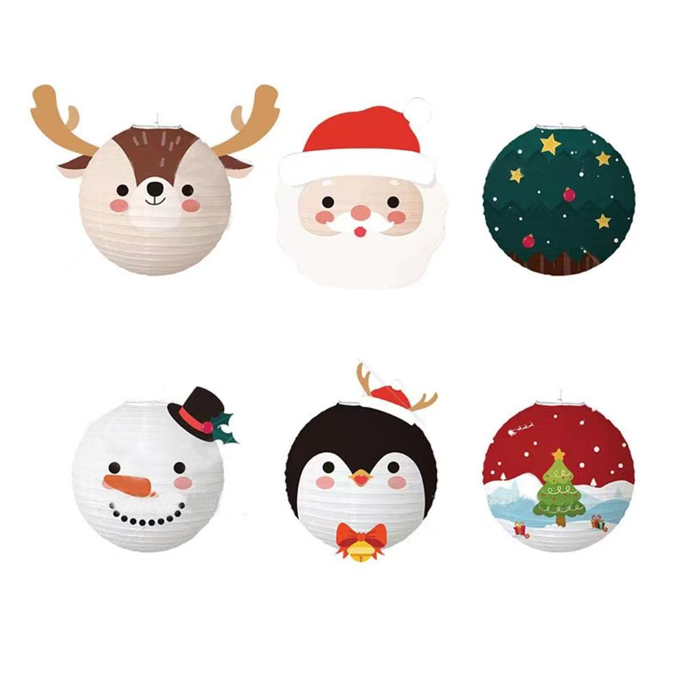 Runtow 6 Pcs Christmas Paper Lantern DIY Home Christmas Party Decoration Cute Santa Claus Snowman Ornaments 2025 New Year Gift