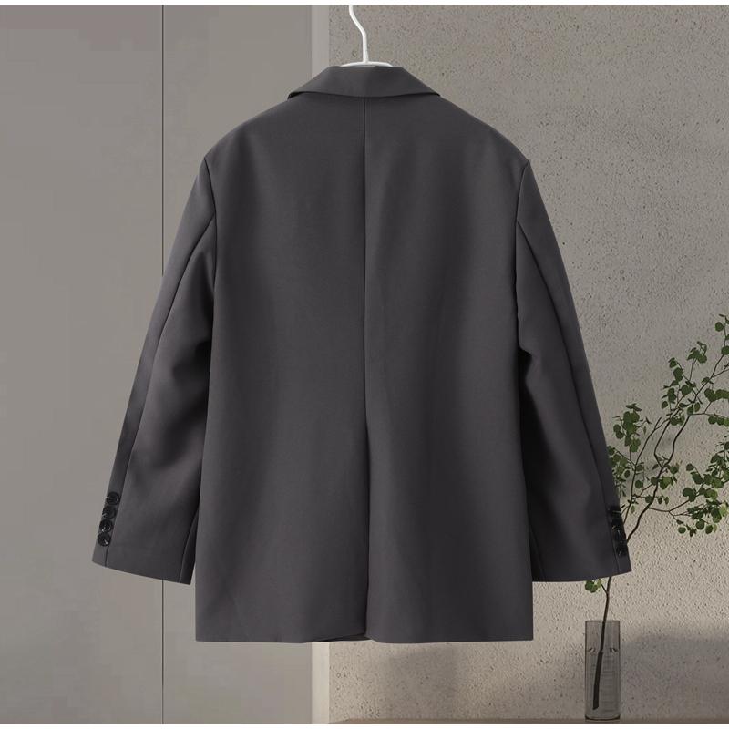 Women Blazer Lapel Solid Color Loose Long Sleeve Suit Jacket Fashion Office Lady Legant Wide Shoulder Commuting Jacket Summer Autumn
