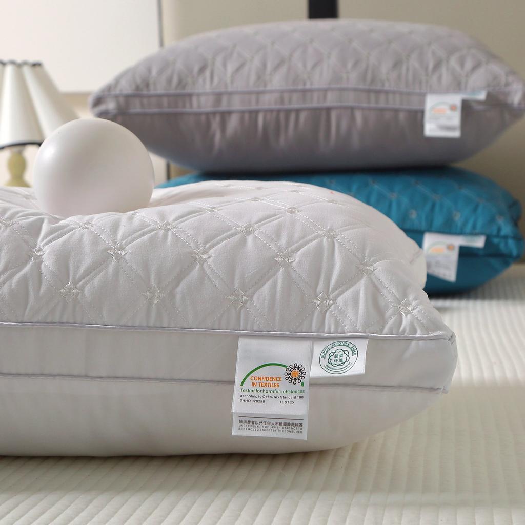 Checkered Embroidered Velvet Breathable Neck Protection Helps Sleep Hotel Pillows Pillow Cores