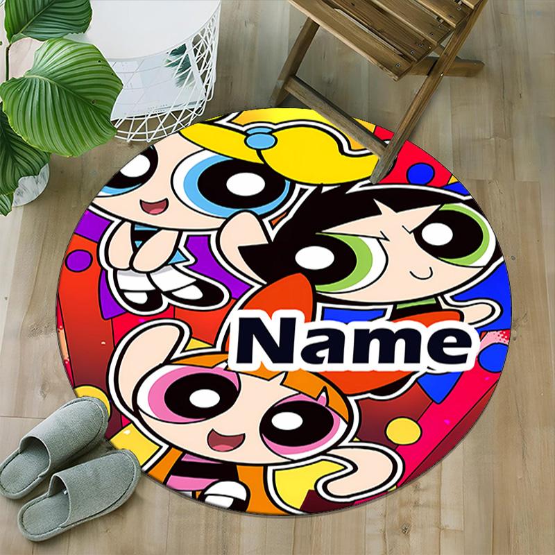 Customizable The Powerpuff Girls8 Round Non-Slip Carpet - Ideal for Garden, Picnic, Office, Perfect for Decoration, Suitable For All Seasons