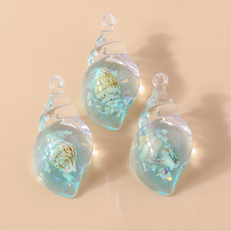 Leslie 10pcs Colorful Resin Summer Beach Shell Conch Charm for Handmade Earring Necklace Pendant Jewelry Making Accessories