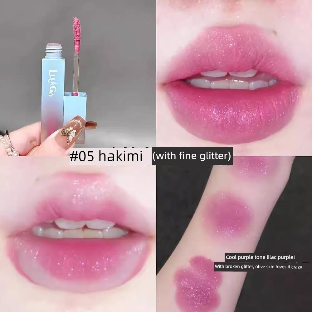 Young Girl Color Air Lip Mud Rose Pink Peach Color Korean Girl Group Color Fine Shimmer Lipstick Flower Niche Lip Glaze