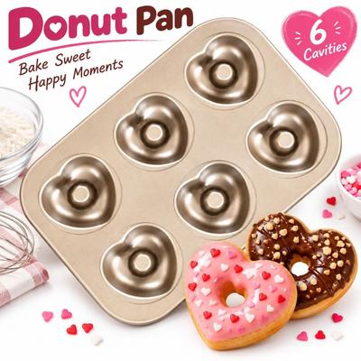 Six Cavity Donut Pan Heart Shaped Muffin Mold Durable Doughnut Mold  Dessert Making