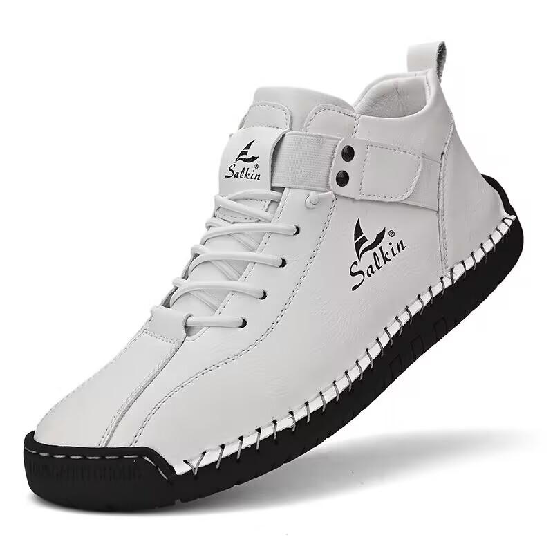 Herren Lederschuhe Outdoor Bequem Mode Weich Homme Knöchel Rutschfest Flach Freizeit Mokassin Handgefertigt High Top Schuhe