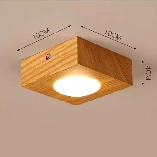 

Nordic Creative Square Wooden Ceiling Lamps Simple Acrylic LED Handing Light for Bedroom Living Room Stair Aisle Lighting Decor Warm White