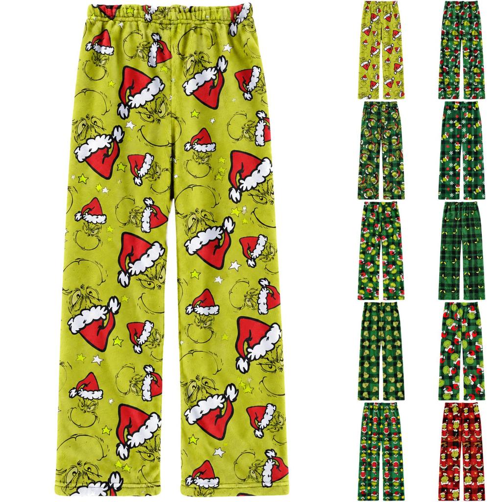 Women's Halloween Straight Leg Flannel Pants for Fall and Holiday Home Wear