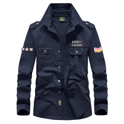Men's Cotton Long Sleeve Shirts Men's Loose Large Size Military Workwear Casual Shirts