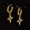 Golden Exquisite Sword Cross Star Hoops Earring Fashion Natural Shell Stainless Steel Earrings For Women Men Accessories Jewelry