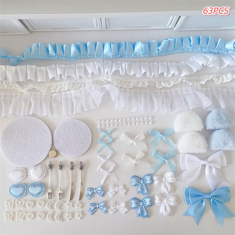 63ks Kawaii DIY Ita Bag Dekorace Materiál Sada Stuha Mašle Andělské Křídlo Sada Doplňků K-Pop Fanoušci Ruční Výroba