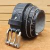 Herren Verdickter Ledergürtel mit doppelter Dornschließe - Echtes geprägtes Rindsleder, Retro Casual Stil für Jeans