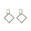 Silver Needle High-End Geometric Diamond Hoop Earrings for Women