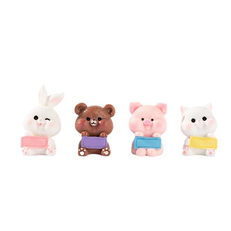 Cartoon Cute Card Small Rabbit Bear Piglet Kitten Animal Small Decoration Micro Landscape Desktop Car Decoration