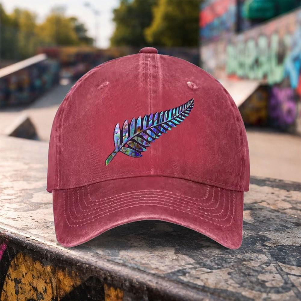 Iridescent Fern Leaf Washed Baseball Cap Unisex Cotton Adjustable Outdoor Casual Sports Headwear
