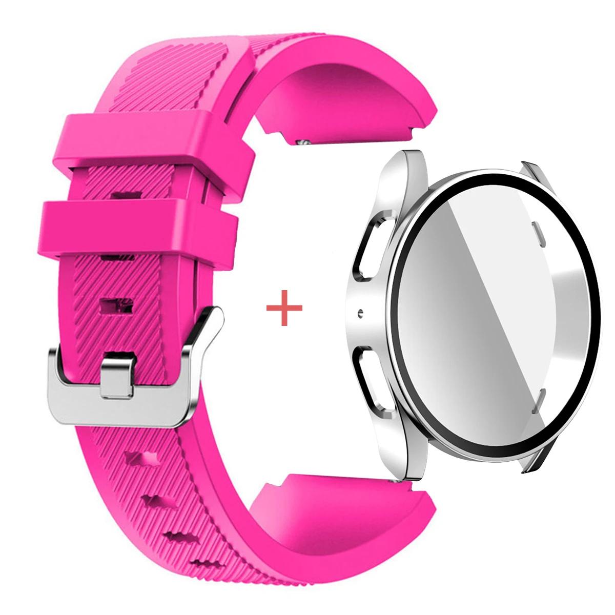 

Glass Case +Band for Samsung Galaxy Watch 7/6/5/4 40 44mm Tempered PC Cover Silicone Sport Bracelet Watch 7/6/5/4 40 Accessories Galaxy Watch 7 44mm