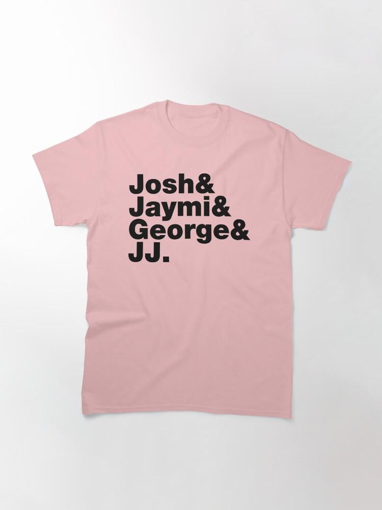 Westlife Josh _amp_ Jaymi _amp_ George _amp_ JJ (black Writing) Fitted Classic T-Shirt