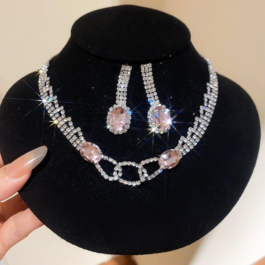 Set di Orecchini e Collana con Diamanti a Goccia: Lussuosa Collana Girocollo con Pendente Gioiello per Donna