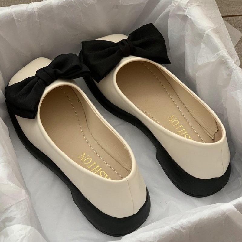 

Bow small leather shoes women s autumn new Mary Jane women s shoes flat non-slip pregnant women s beanie single shoes ladyshoes 40