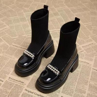 Bead Platform High Heels Ankle Women Boots Chunky Shoes Winter Brand 2025 New Elegant Trend Cozy Leather Shoes Dress Botas Mujer