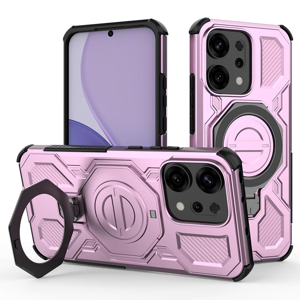 For Oppo Reno14 5G (Global) Magnetic Case Rotating Metal Kickstand PC+TPU Phone Back Cover