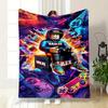 Vibrant Gaming-themed Design Featuring Controllers and Digital Elements. for All Seasons Blanket Lunch Break Throw Gift