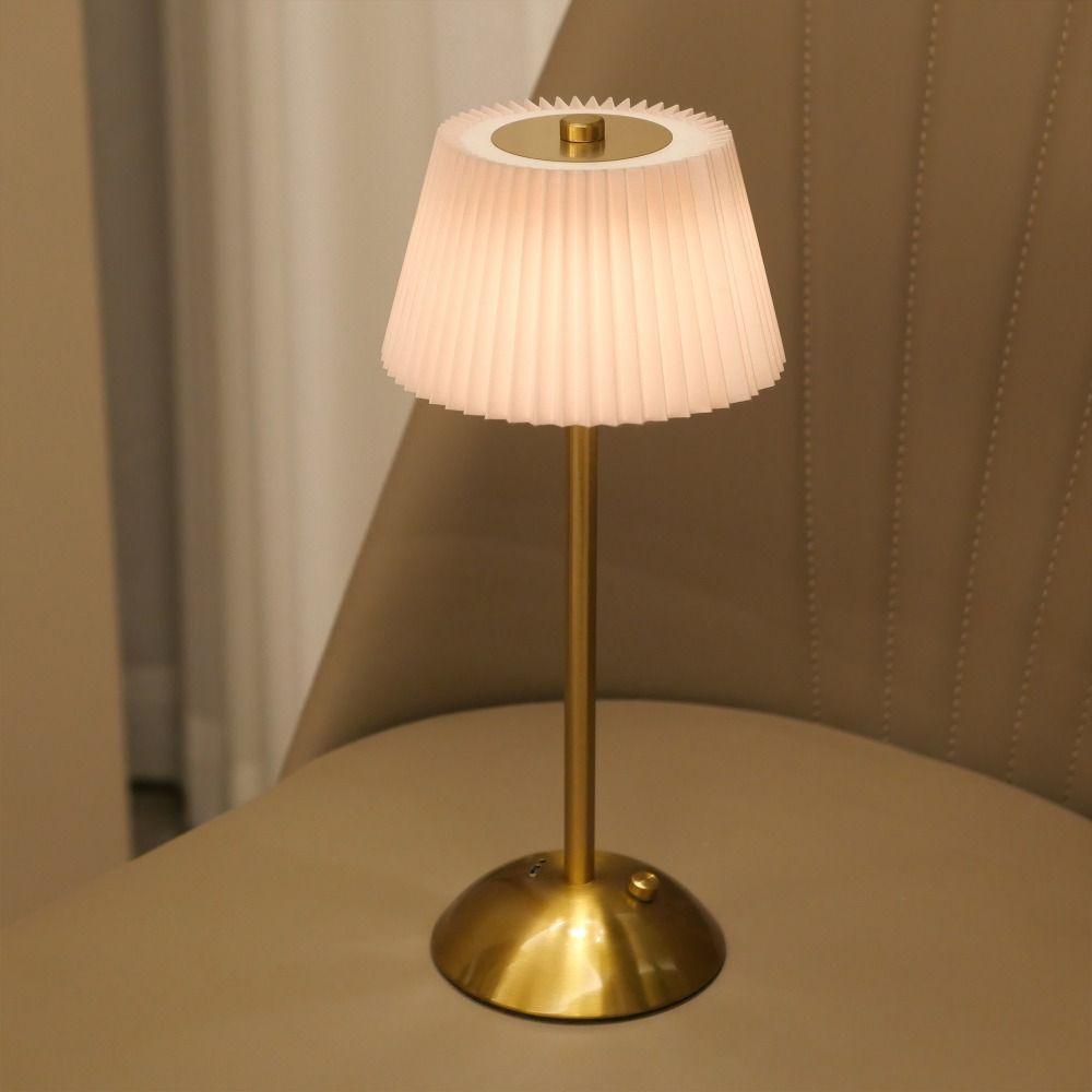 Touch Control Small Pleated Table Lamp Stepless Dimmable LED Bedside Lamp  Home Office