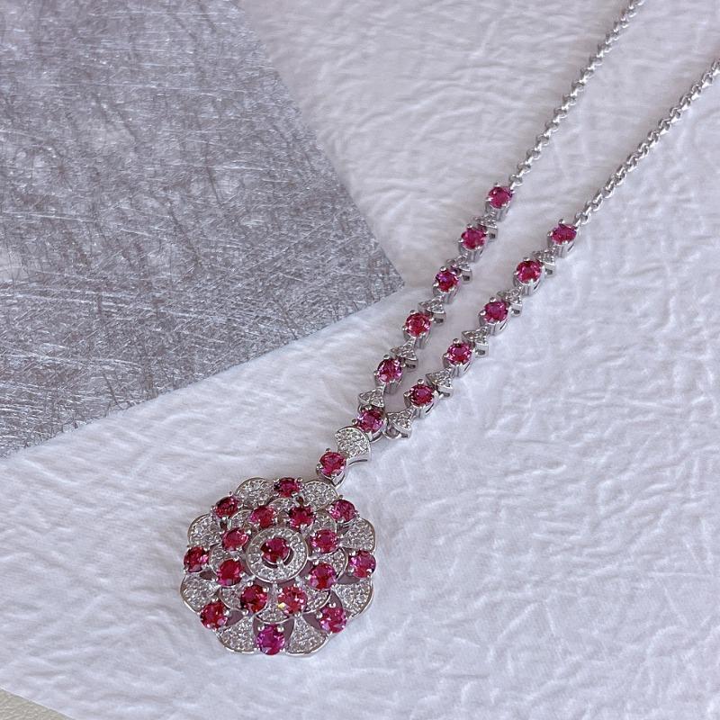 SACE GEMS 925 Sterling Silver Certified 3MM Natual Garnet Pendant Necklaces for Womne Engagement Cocktail Party Fine Jewelry