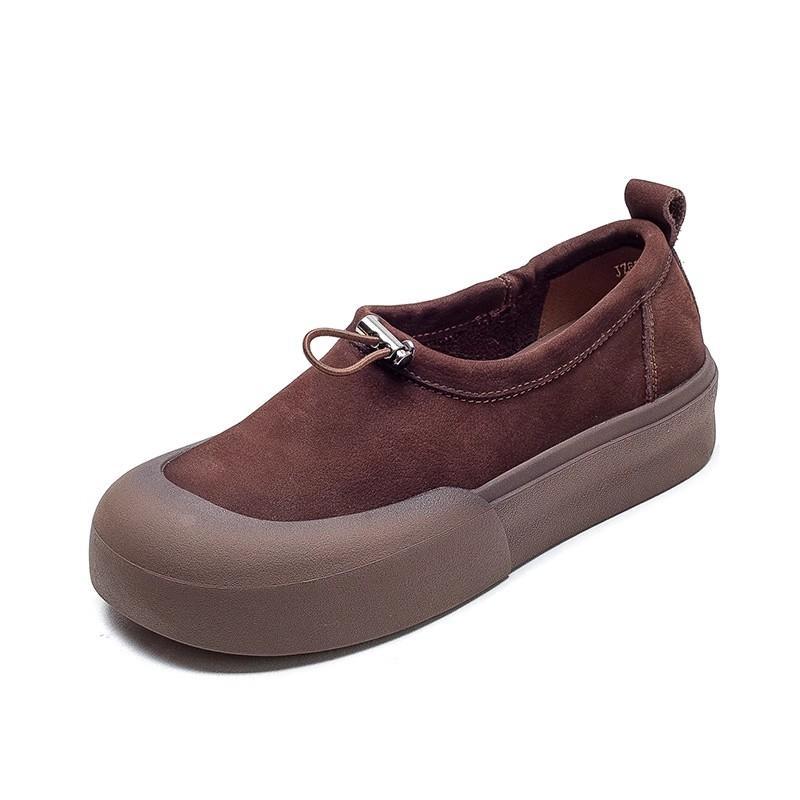 Autumn new retro leather thick-soled women's shoes one-pedal casual lazy single shoes soft-soled first-layer cowhide mother shoes