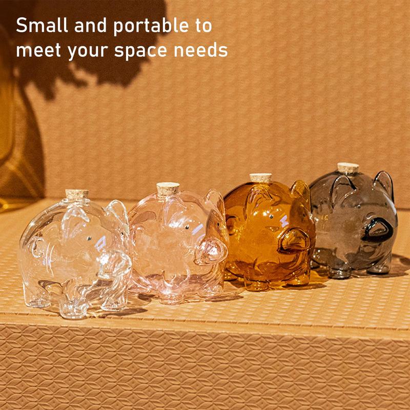 Glass Coin Bank Small Gold Bean Bank Swine Shape Decorative Saving Jar for Dressing Table Bookshelf Commemorative Coin Container