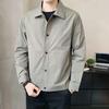 Herren Jacke Revers Langarm Knopfverschluss Jacke Mantel mit Seitentaschen