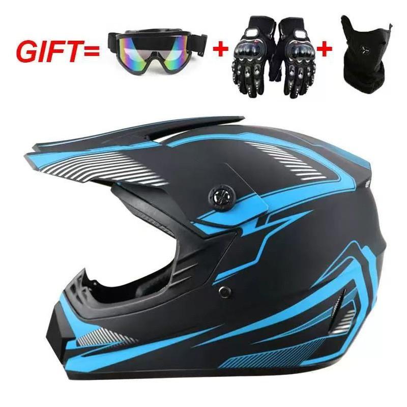 Full Face Motorcycle ATV Dirt Bike Karting Helmet ABS Universal Seasonal Riding Gear With Visor Mask Gloves