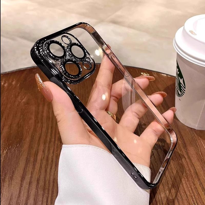 Applicable To Apple 17promax Mobile Phone Case New Electroplated IPhone 16 High End Sense with Lens Film Full Cover Soft Case